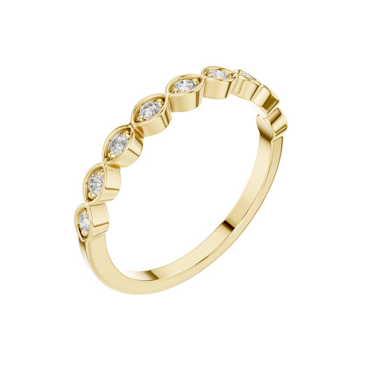 Inspired Round Cut Moissanite Half Eternity Wedding Band - view 4