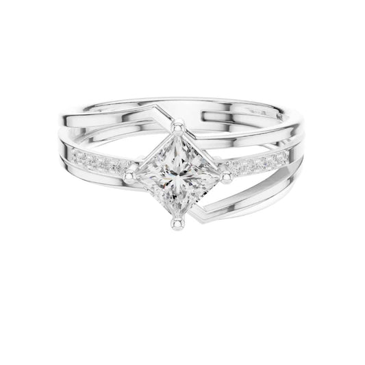 Princess Cut Moissanite Split Shank Engagement Pave Ring - view 3