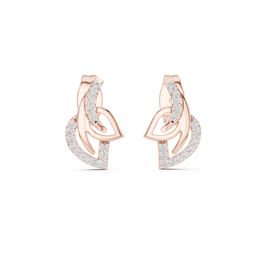 0.12 TCW AmorFlux Interwoven Curve Round Moissanite Diamond Earrings with Sparkle
