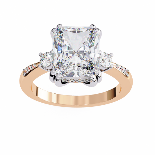 Radiant Cut Three Stone Lab Diamond Solitaire Wedding Ring - view 3
