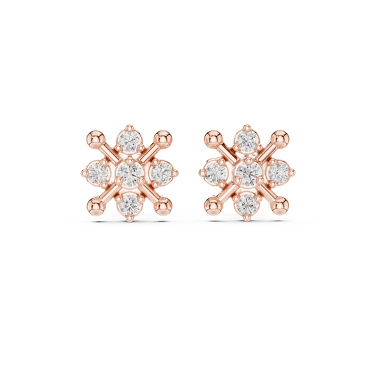 0.33 TCW Orbital Nova Moissanite Diamond Cluster Gold Stud Earrings with Starburst Geometry For Her