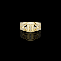 0.61 TCW Exclusive Round Moissanite Diamond Contemporary Geometric Design with Pave Stones Modern Designer Jewelry