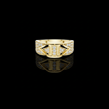 0.61 TCW Exclusive Round Moissanite Diamond Contemporary Geometric Design with Pave Stones Modern Designer Jewelry