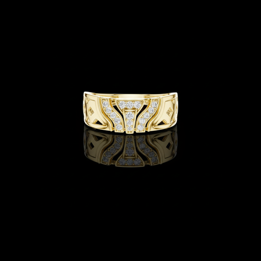 0.17 TCW Modern Round Lab Grown Diamond with Architectural Cutout Design Luxury Wedding & Fashion Ring