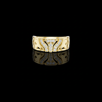 0.17 TCW Modern Round Moissanite Diamond with Architectural Cutout Design Luxury Wedding & Fashion Ring