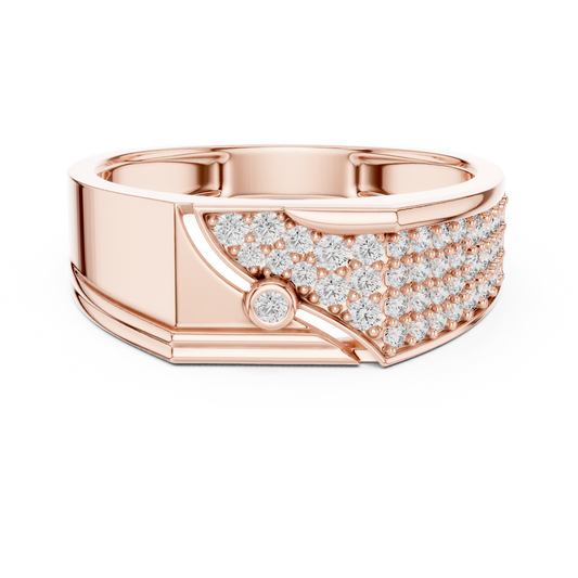 0.42 TCW Luxurious Round Lab Grown Diamond with Pave Cluster Design Geometric Luxury Ring For Men