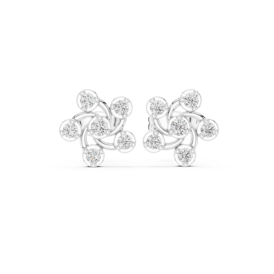 Pinwheel Swirl Lab Diamond Cluster Stud Earrings - view 3