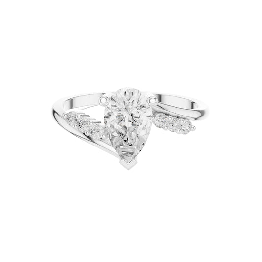 Pear Cut Moissanite Bypass Pave Setting Engagement Ring - view 3
