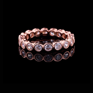1.00 TCW Moissanite Diamond Eternity Rose Gold Ring with Round Cut Bezel Set Diamonds