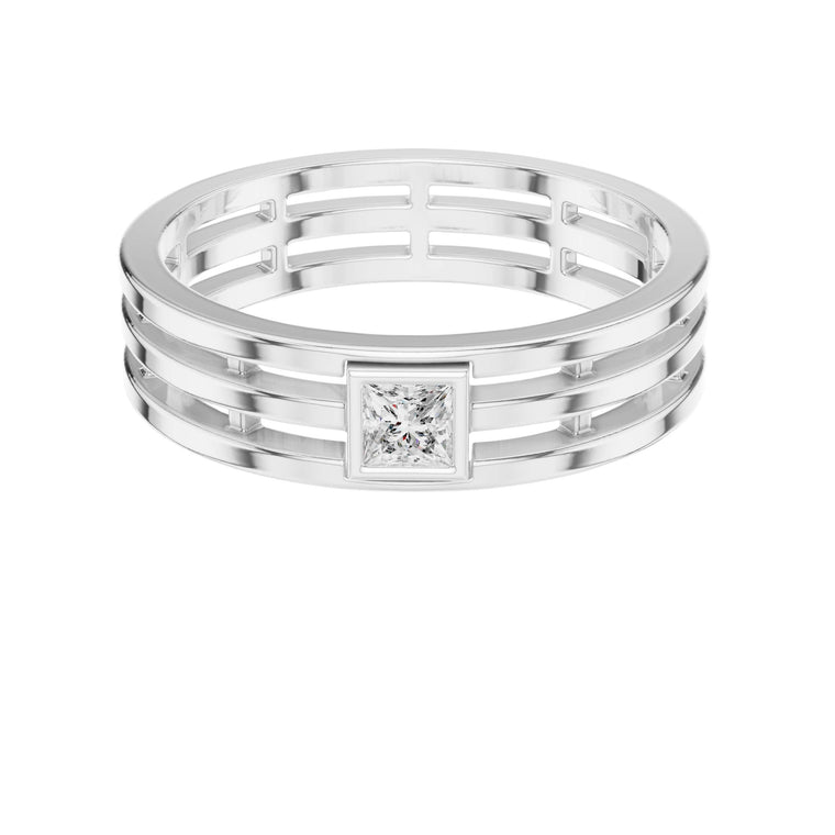 0.15 TCW Bezel Set Princess Cut Lab Grown Diamond Openwork Band - view 3