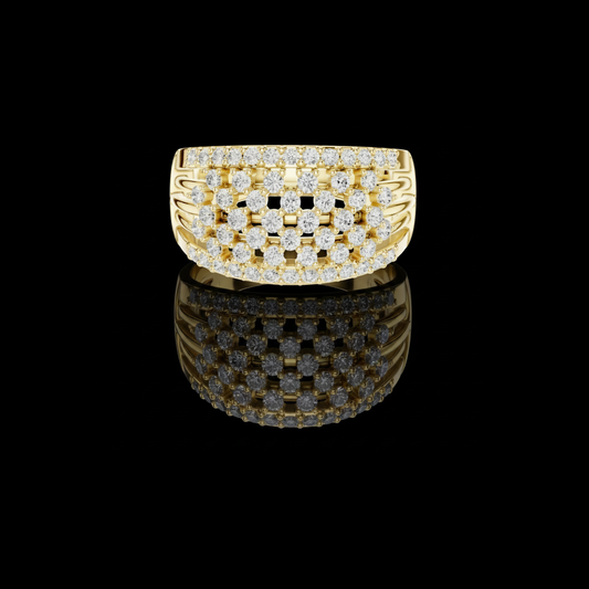 0.89 TCW Infinite Sparkle Multi Row Moissanite Diamond Cascade Ring in Polished Gold