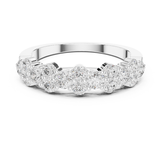 Round Cut Moissanite Cluster Half Eternity Wedding Band Ring - view 3