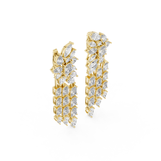 2.63 CT Grand Multi Shape Moissanite Chandelier Earrings Trending Statement Drop Jewelry