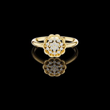 0.085 TCW Radiant Petal Sculpted Floral Round Moissanite Diamond Cluster Ring