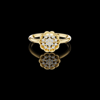0.90 TCW Radiant Petal Sculpted Floral Round Lab Grown Diamond Cluster Ring