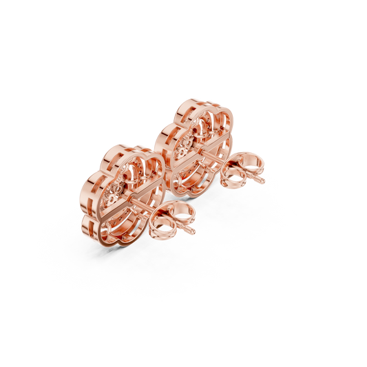 0.46 TCW Floating Moissanite Round Cut Layered Floral Diamond Stud Earrings For Anniversary Gift