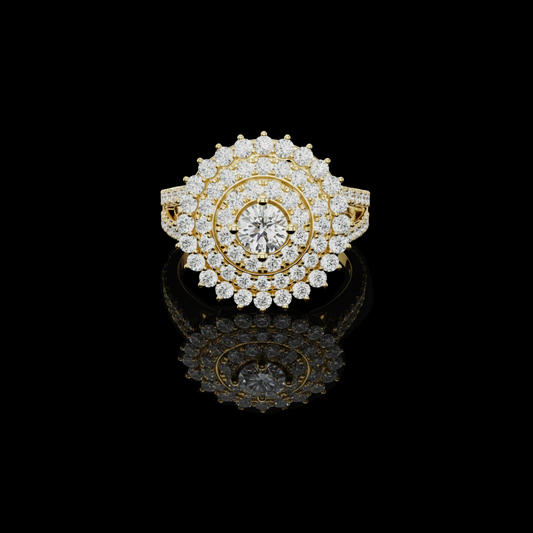 0.30 CT Howcasing a Center Moissanite Diamond Surrounded by Multi Layer Halo Sparkle