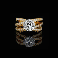 1.50 CT Multi Row Round Moissanite Diamond Ring with Pave Detailing Premium Design by Ivevar Luxury