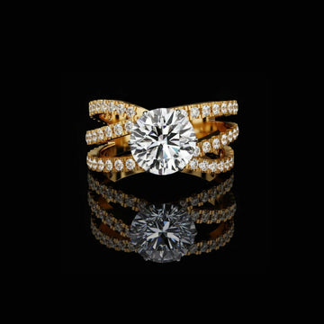 1.50 CT Multi Row Round Moissanite Diamond Ring with Pave Detailing Premium Design by Ivevar Luxury