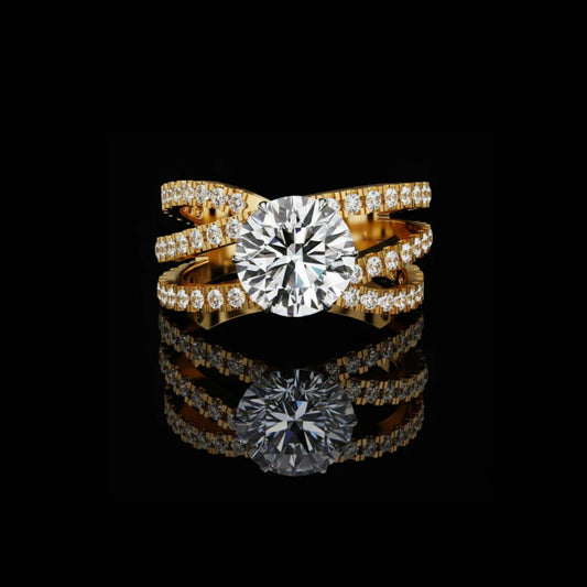 1.50 CT Multi Row Round Moissanite Diamond Ring with Pave Detailing Premium Design by Ivevar Luxury