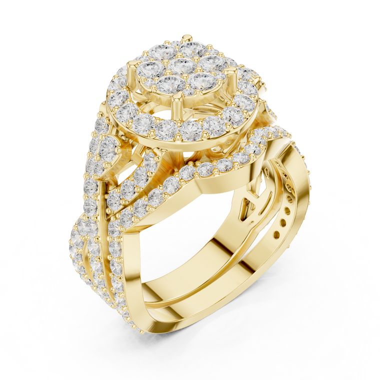 Round Halo Cluster Moissanite Ring - view 2