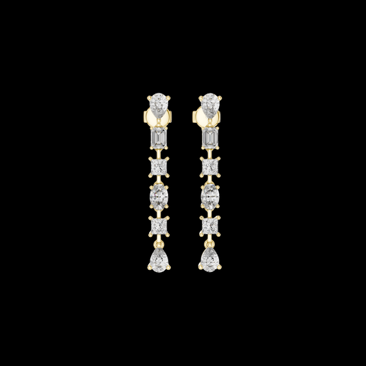 1.00 CT Celestial Multi Shape Moissanite Diamond Drop Earrings with Pear Emerald Oval & Princess Cuts