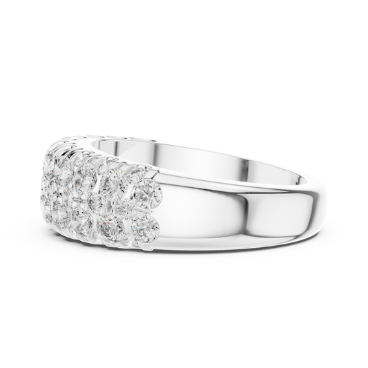 Triple Row Round Cut Lab Diamond Wedding Band Ring - view 4