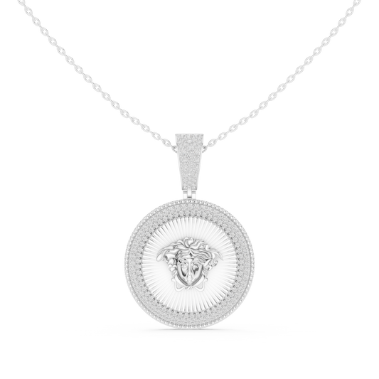 Circular Mythological Medusa Emblem Pendant - view 3