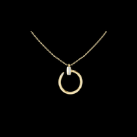 0.21 TCW Elegant Open Ring with Minimal Pave Moissanite Diamond Circle Charm Modern Nail Inspired Pendant Fine Jewelry