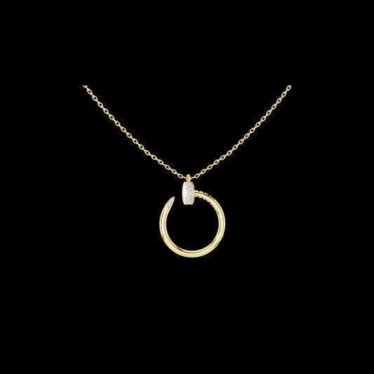 0.21 TCW Elegant Open Ring with Minimal Pave Moissanite Diamond Circle Charm Modern Nail Inspired Pendant Fine Jewelry