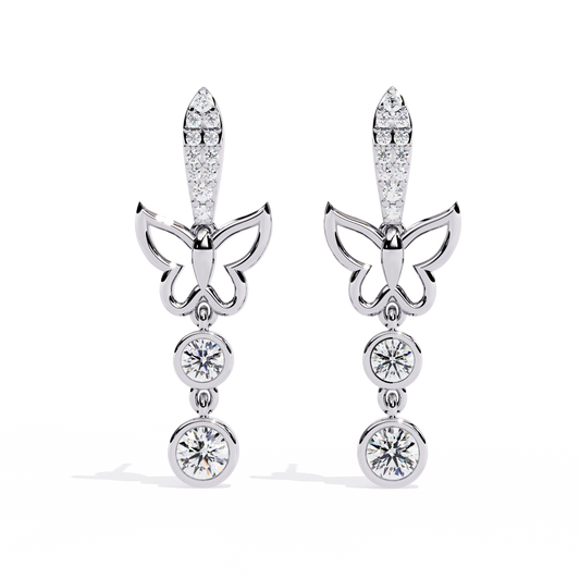 Butterfly Drop Earrings with Bezel Set Rounds - view 3