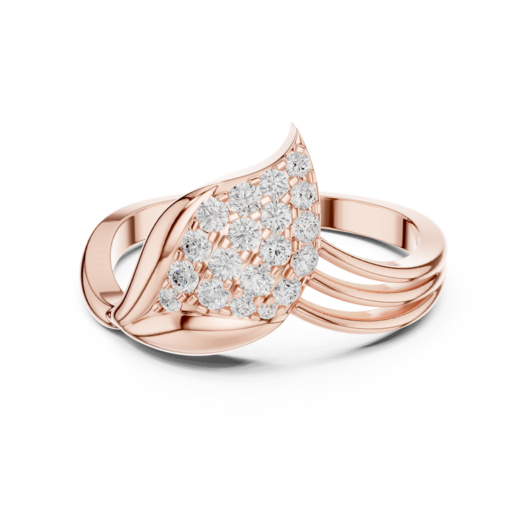 Lab Diamond Leaf Split Shank Statement Ring - view 2