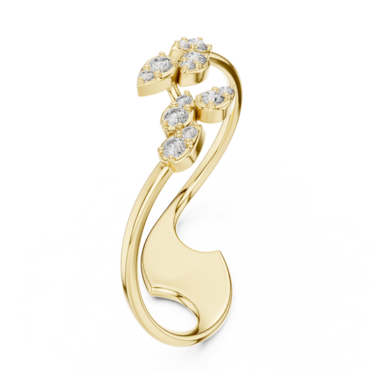 Leaf Wrap Ring with Round Moissanite Engagement Ring - view 2