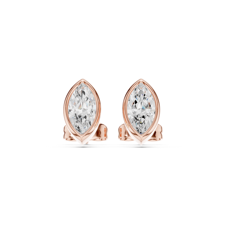 Marquise Bezel Navette Stud Earrings - view 2