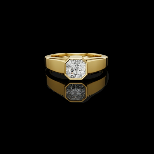 1.1 TCW Modern Octagon Cut Lab Grown Diamond Signet Ring in High Signet