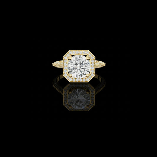 2.10 CT Imperial Octagon Halo Lab Diamond Ring in Gold with Pave Milgrain Split Shank For Mother