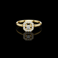 1.00 CT Octagon Halo Ring Featuring a Brilliant Princess Cut Center Lab Grown Diamond