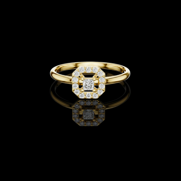 1.00 CT Octagon Halo Ring Featuring a Brilliant Princess Cut Center Lab Grown Diamond