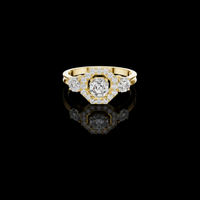 1.50 CT Octavia Halo Octagonal Lab Grown Diamond Halo Ring with Side Accents