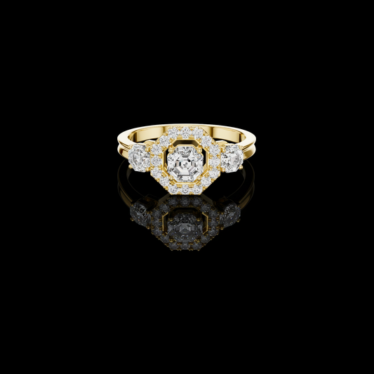 1.50 CT Octavia Halo Octagonal Lab Grown Diamond Halo Ring with Side Accents