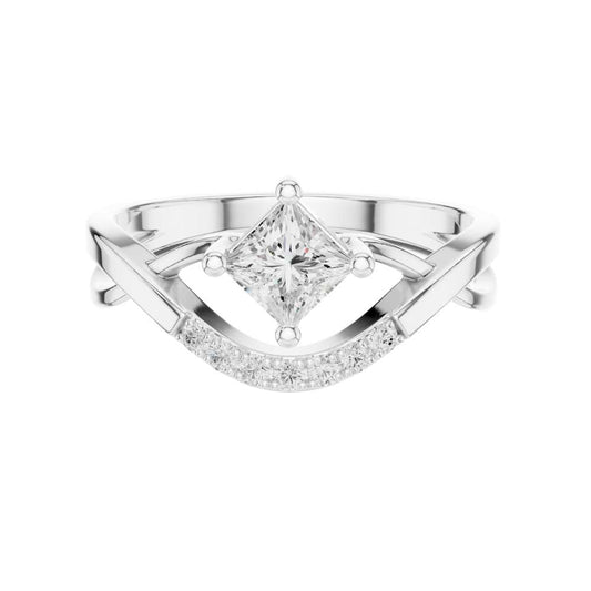 Princess Cut Chevron Moissanite Ring With Open Frame - view 3