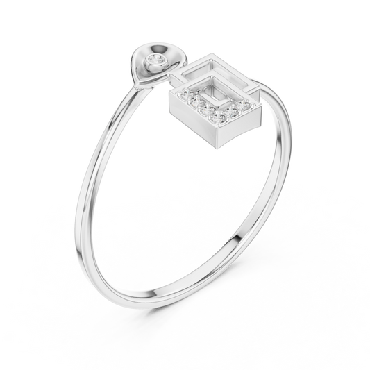 Geometric Drop Shape Ring in Brilliant Round Lab Diamond - view 4