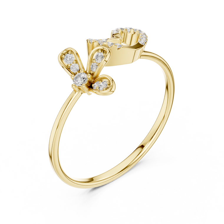 Open Heart Lab Ring with Pave Accents Promise Ring - view 2