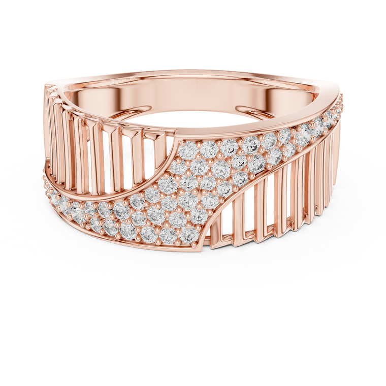 Round Cut Lab Grown Diamond Men's Vertical Pillar Cage Pave Statement Ring - view 2
