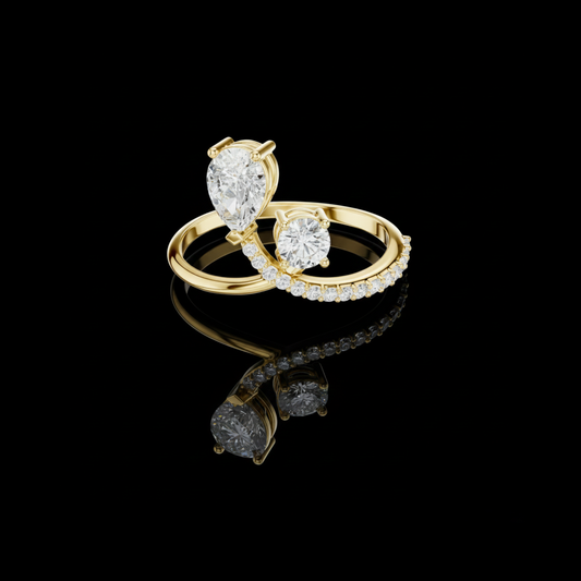 2.00 CT Luxurious Pear and Round Cut Moissanite Diamond Minimal Pave Engagement Ring For Women