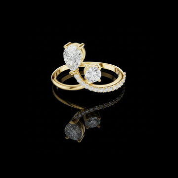Pear Cut Lab Grown Diamond Open Bypass Gold Engagement Ring