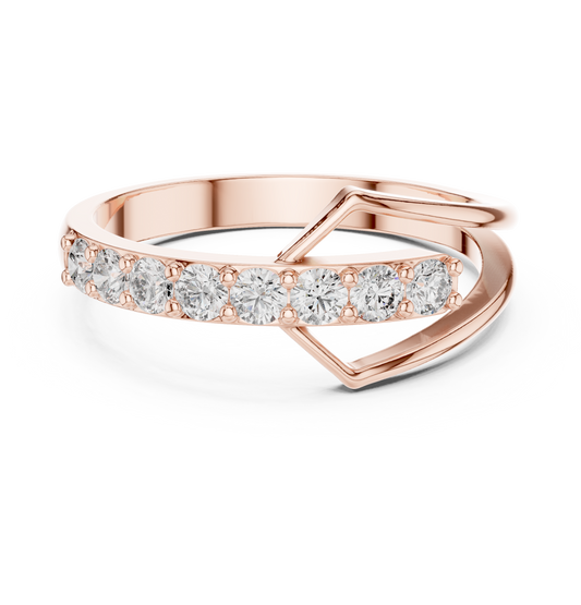 0.36 TCW Bliss Open Chevron Band with Graduated Round Lab Diamonds and Sculpted V-Frame Design
