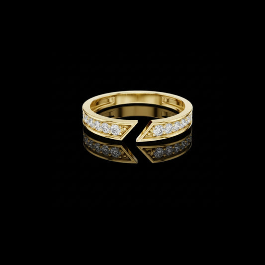 0.55 TCW Open Chevron Band with Round Lab Diamonds & Sculpted Angular V-Tip Design