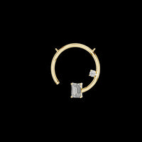 0.87 CT Open Circle Lab Grown Diamond Pendant Emerald Cut & Round Accent Details For Her