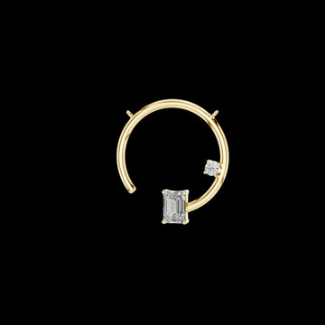 0.87 CT Open Circle Lab Grown Diamond Pendant Emerald Cut & Round Accent Details For Her